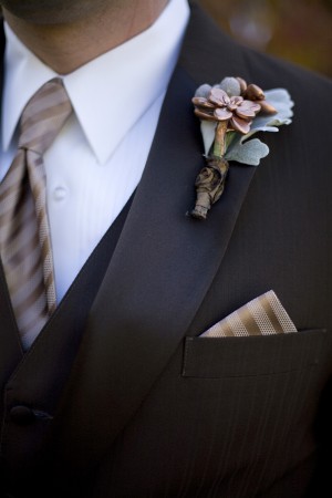 Copper-Striped-Tie-With-Succulent-Bout