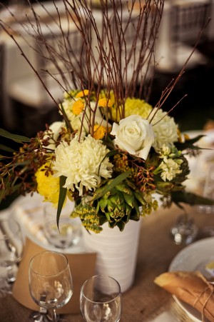 Yellow-Green-and-White-Centerpiece