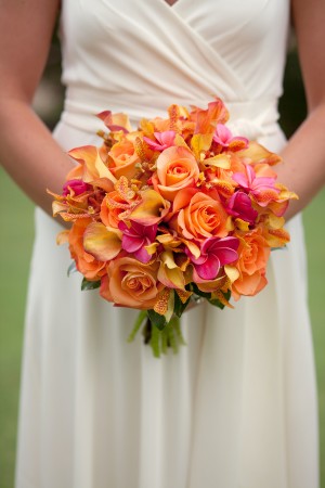 Orange-Hot-Pink-Orchid-Rose-Plumeria-Wedding-Bouquet