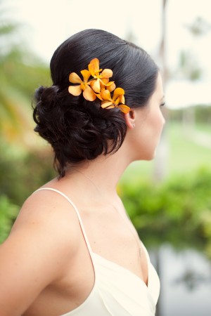 Orange-Orchid-Wedding-Updo-Hair-Flowers