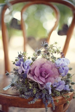 Sweet-Pea-Cabbage-Thistle-Lavender-Wedding-Bouquet