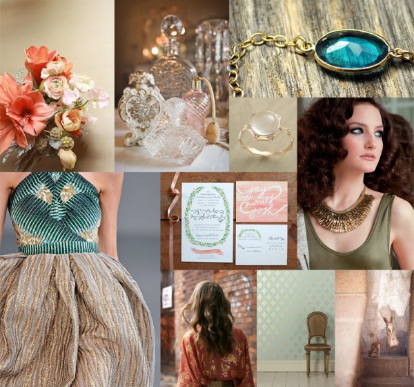 Teal-Coral-Gold-Wedding-Inspiration-Board