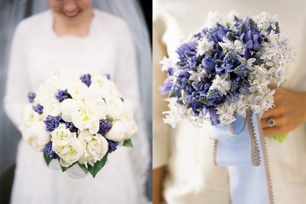 Periwinkle-and-White-Wedding-Bouquets