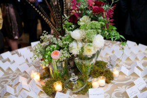 Pheasant-Feather-and-Moss-Woodsy-Wedding-Centerpiece