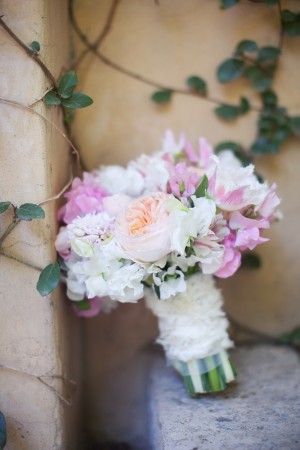 Pink-and-Peach-Rose-and-Sweet-Pea-Bouquet