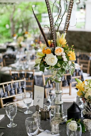 Tall-Wedding-Centerpiece-with-Pheasant-Feathers