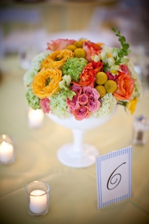Citrus-Colored-Wedding-Flowers-Centerpiece