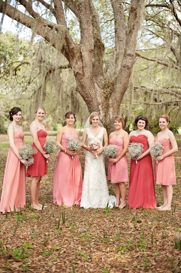 Coral-and-Melon-Bridesmaids-Dresses
