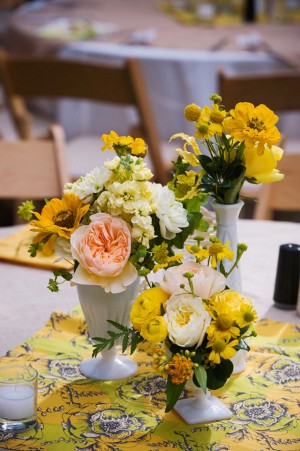 Rustic-Yellow-and-Peach-Flower-Centerpieces