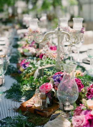 Colorful Mossy Rustic Vintage Wedding Reception