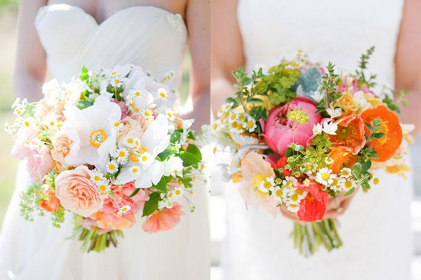 Colorful and Wild Daisy Wedding Bouquets