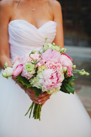 Elegant and Romantic Pink and Green Wedding Bouquet
