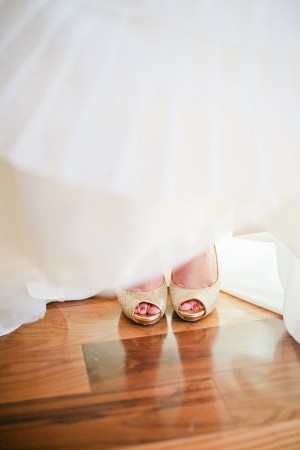 Gold Peep Toe Wedding Shoes