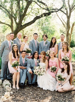 Gray and Pink Bridal Party