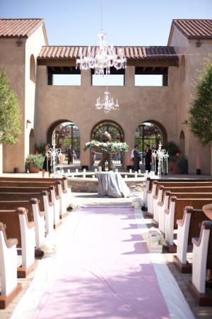 Outdoor Church Pews Wedding Ceremony