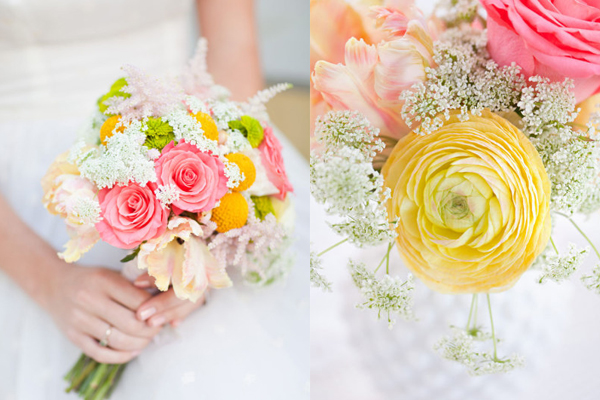 Pink and Yellow Wedding Flowers