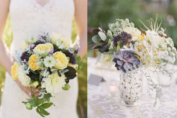 Purple and Yellow Bridal Bouquets