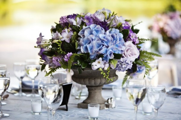 Blue Hydrangea Wedding Centerpiece