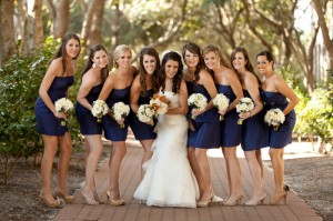 Blue Taffeta Bridesmaids Dresses