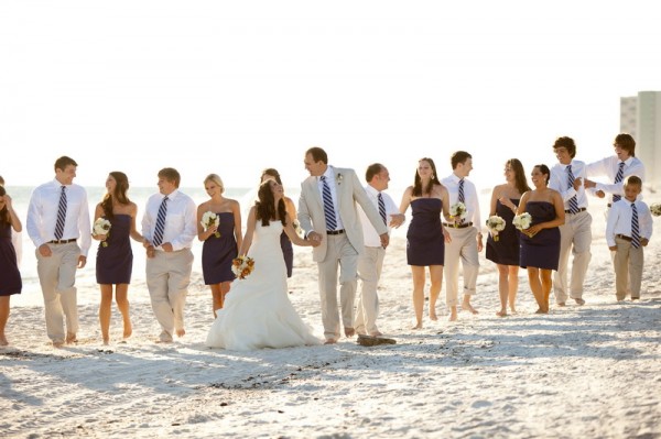 Blue and Tan Bridal Party