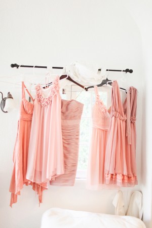Coordinating Pink Bridesmaids Dresses