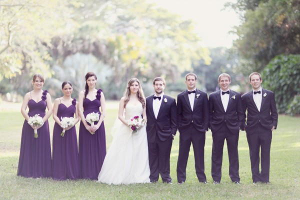 Elegant Purple and Black Bridal Party