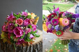Fuchsia and Peach Wedding Bouquets