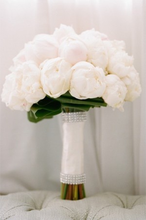 Glamorous White Peony Wedding Bouquet