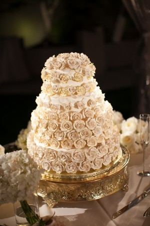 Gold Sugar Rosette Wedding Cake
