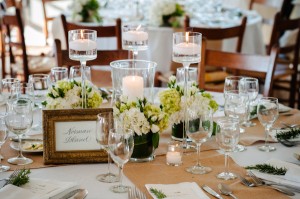 Green and White Wedding Centerpieces