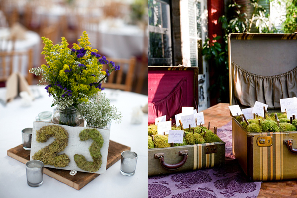 Natural Moss Wedding Reception Decor
