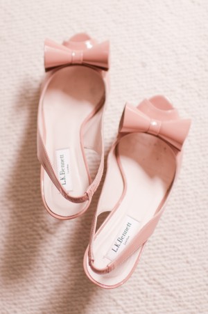 Pink Patent Leather Bow Wedding Shoes