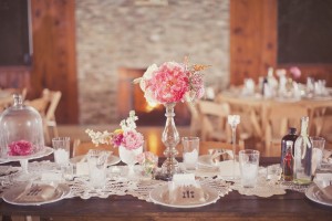 Pink Shabby Chic Country Wedding Tablescape
