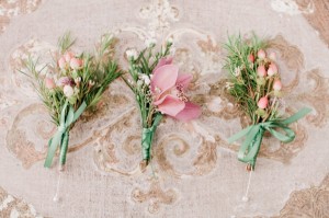 Pink and Peach Boutonnieres
