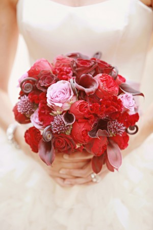 Romantic Pink and Red Wedding Bouquet