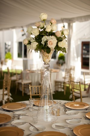 Tall Gold Pink and Ivory Centerpiece