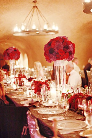 Tall Red and Purple Wedding Centerpieces