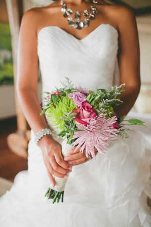 Tropical Pink and Green Wedding Bouquet