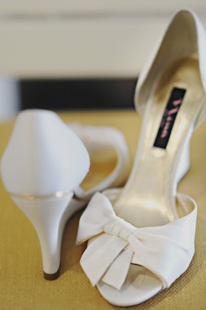 White Peep Toe Wedge Wedding Shoes