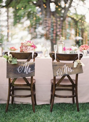 Wooden Calligraphy Wedding Chair Signs