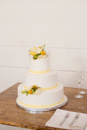 Yellow and White Wedding Cake