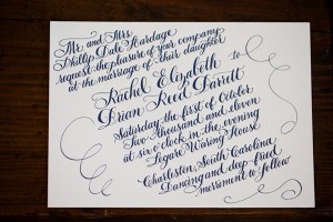 Calligraphy Navy And White Invitation