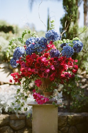 Colorful Pink Blue Wedding Flowers
