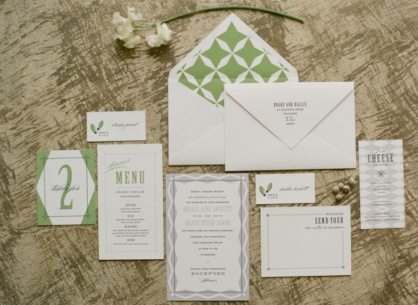 Green and White Wedding Invitations
