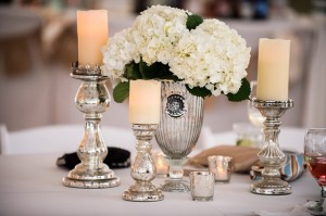 Hydrangeas and Candles in Mercury Glass