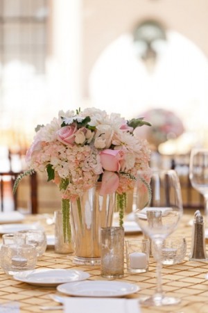 Ivory Pink Silver Elegant Wedding Centerpiece