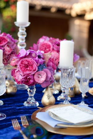 Blue Gold Fuchsia Wedding Tabletop