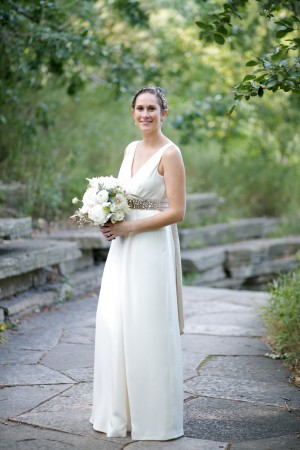 Bridal Portrait Outside with White Bouquet