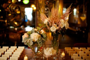 Casual Reception Centerpieces in Glass Vases