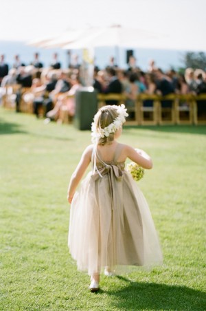Champagne Flower Girl with Orchid Headpiece
